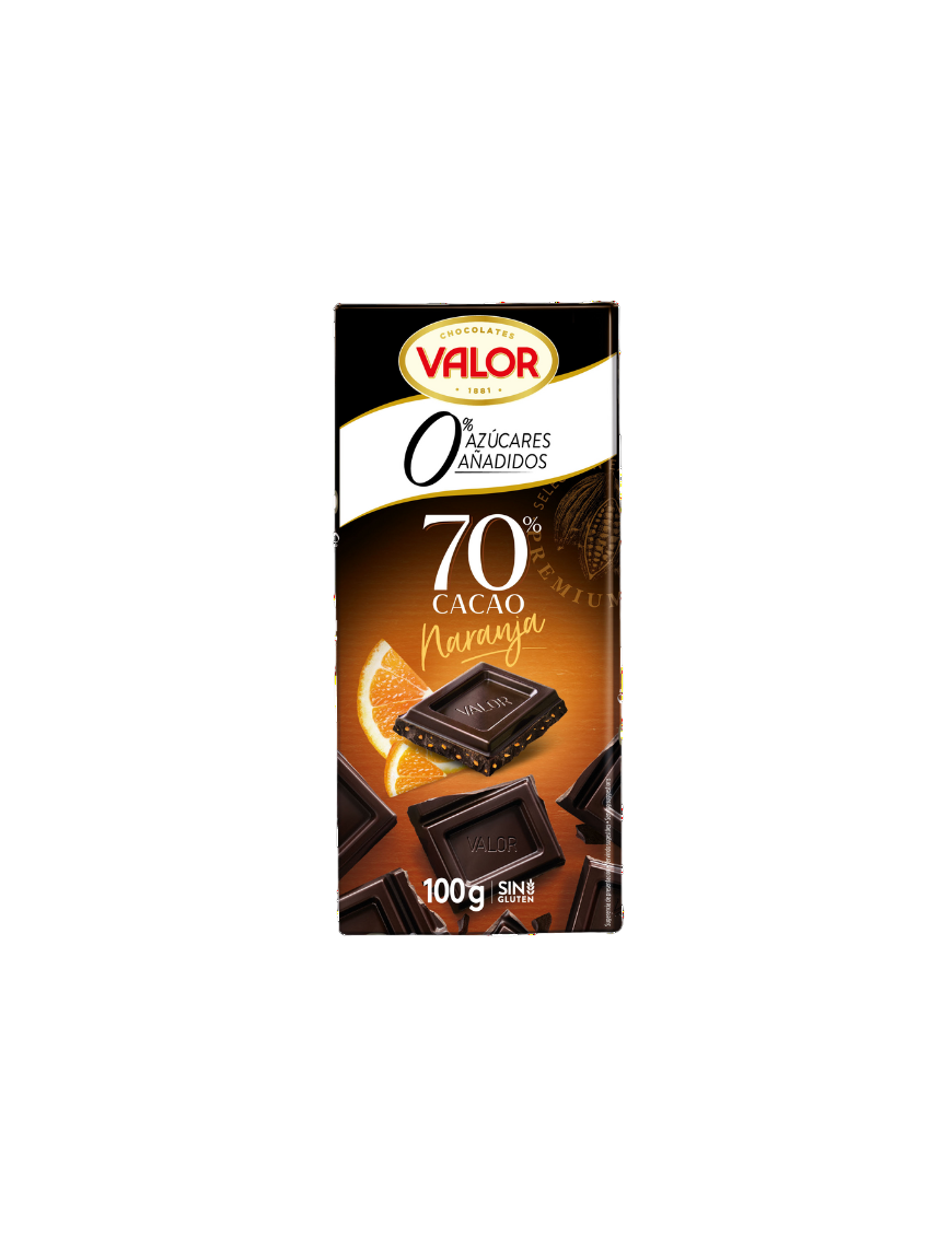 CHOCOLATE VALOR NEGRO 70% NARANJA S/AZ T/100GR