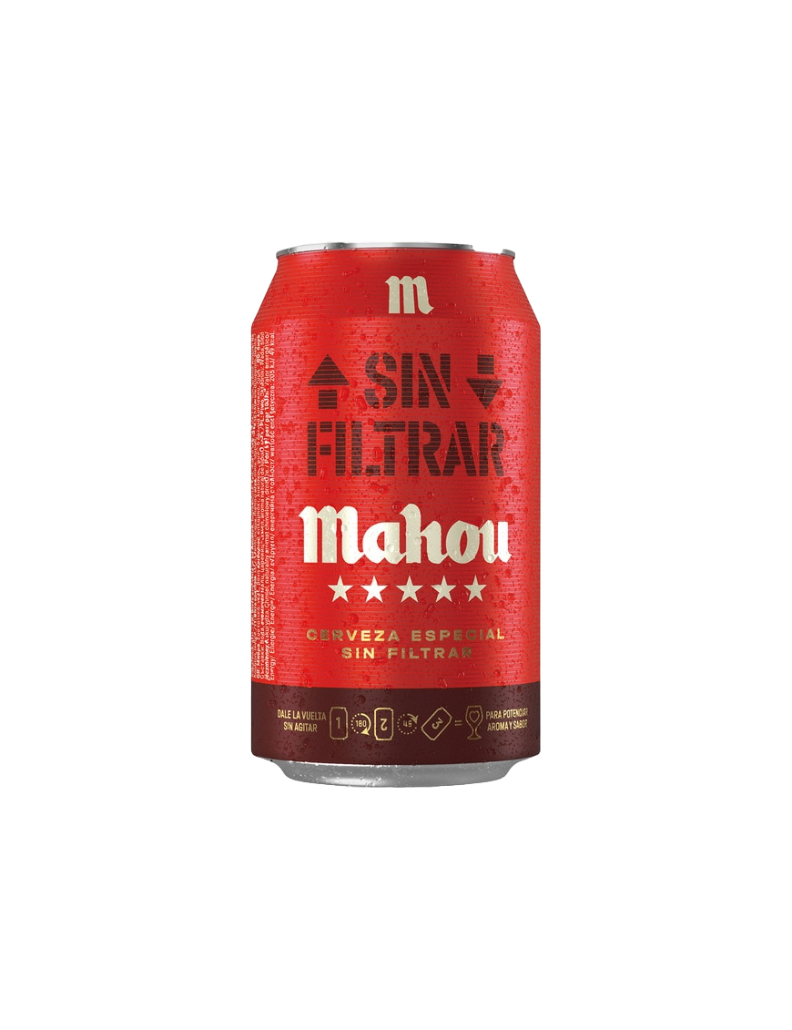 CERVEZA MAHOU 5*****SIN FILTRAR LATA/33.CL.