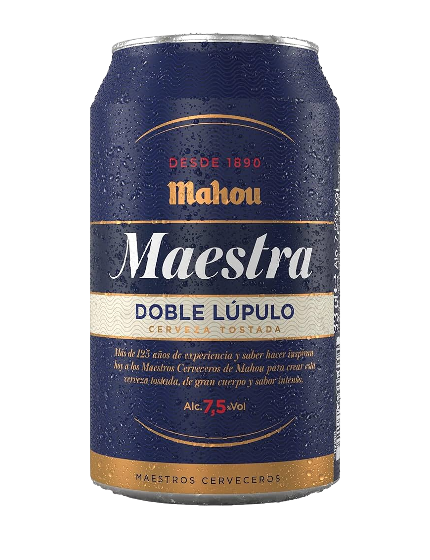 CERVEZA MAHOU MAESTRA-7.5% LATA 33.CL.