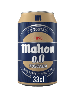 CERVEZA MAHOU 0,0 TOSTADA LATA - 33.CL.