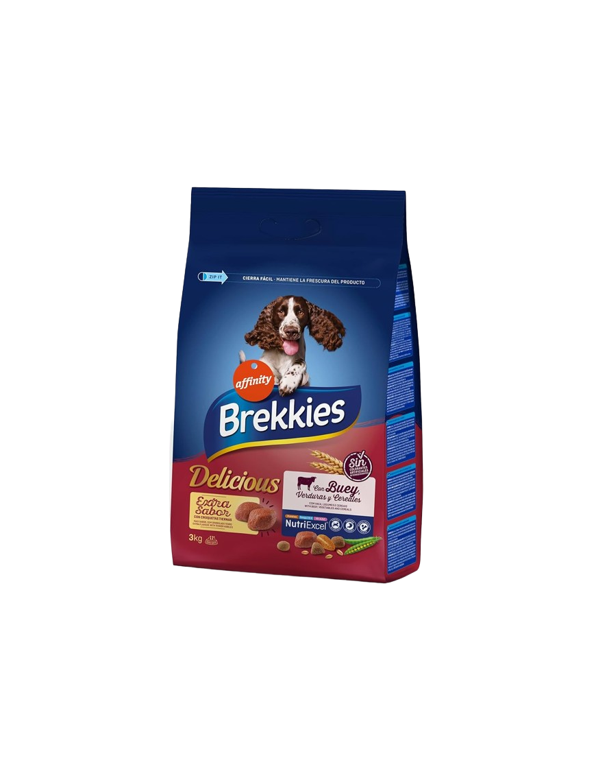 COMIDA PERROS BREKKIES DELICUOUS BUEY SACO 3 KG