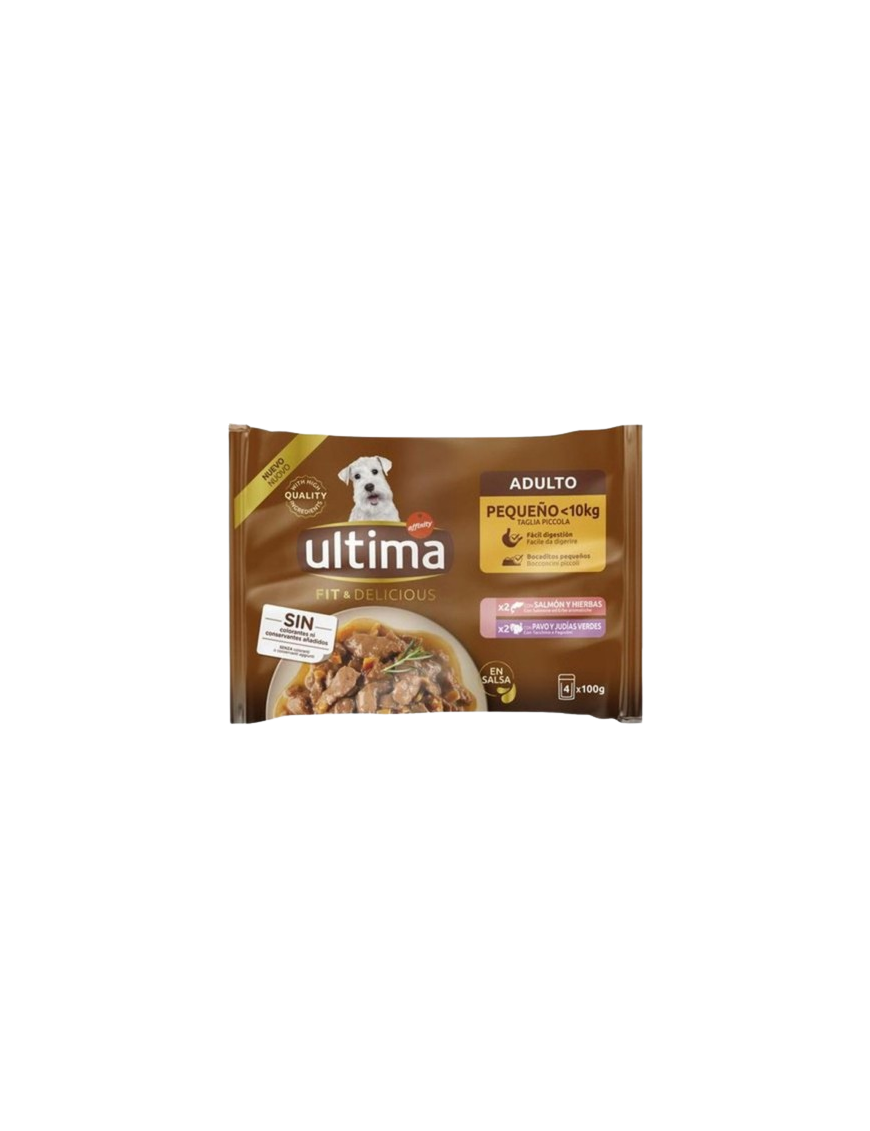 COMIDA PERRO PATE ULTIMA FIT DELI SALMON/PAVO 400G