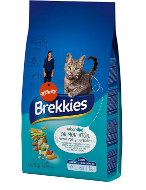 COMIDA GATOS BREKKIES PESCADO Y VERD. SACO 1.5 KG