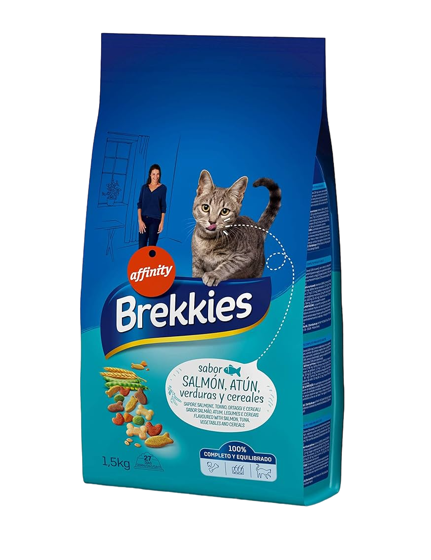 COMIDA GATOS BREKKIES PESCADO Y VERD. SACO 1.5 KG