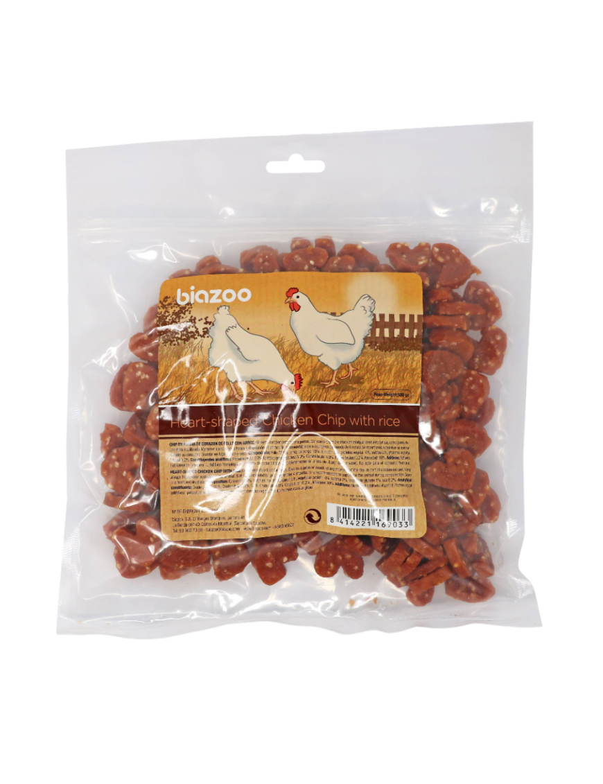 BIOZOO SNACK PERRO CHIPS POLLO CORAZON 100G