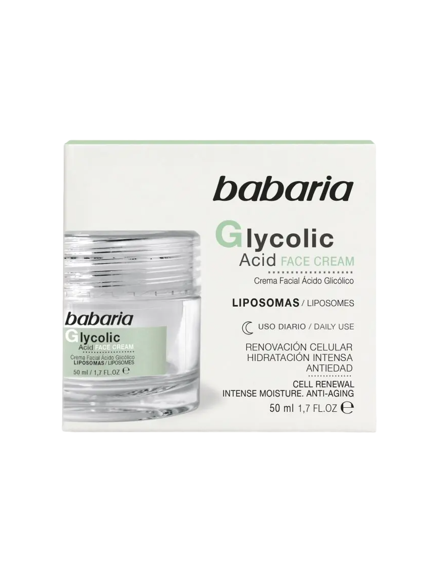 CREMA FACIAL BABARIA ACIDO GLYCOLIC TARRO 50 ML