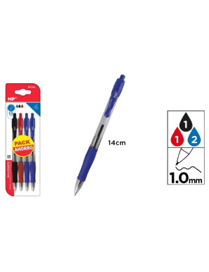 PP BOLIGRAFO MAIN P 1 MM AZUL-ROJO-NEGRO PACK-4 UD