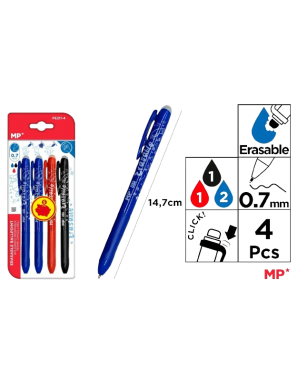 PP BOLIGRAFO MP BORRABLE 0,7 MM COLORES PACK-4 UD