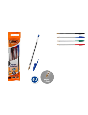 PP BOLIGRAFO BIC CRISTAL COLORES 1 MM B/4 UD