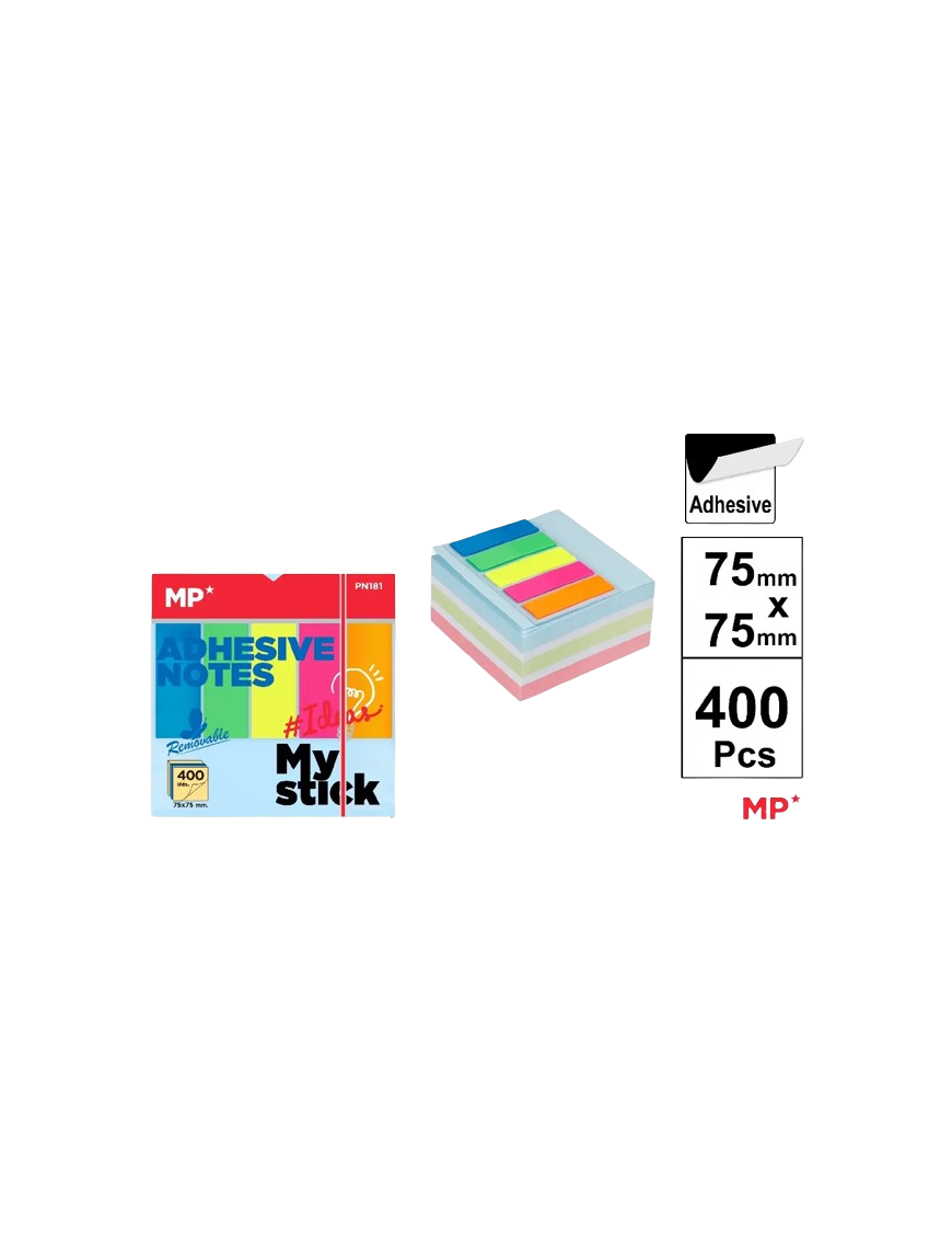 PP NOTAS MP COLOR SURTIDAS 75X75 MM P/400 UD