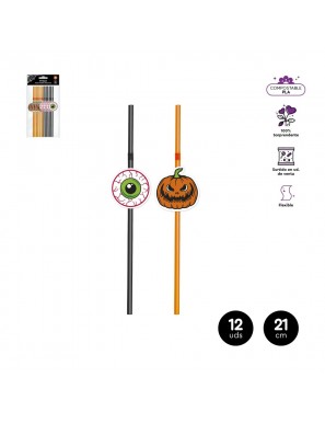 HALLOWEEN PAJITA CALABAZA/OJO SURT R/117-1013 12UD