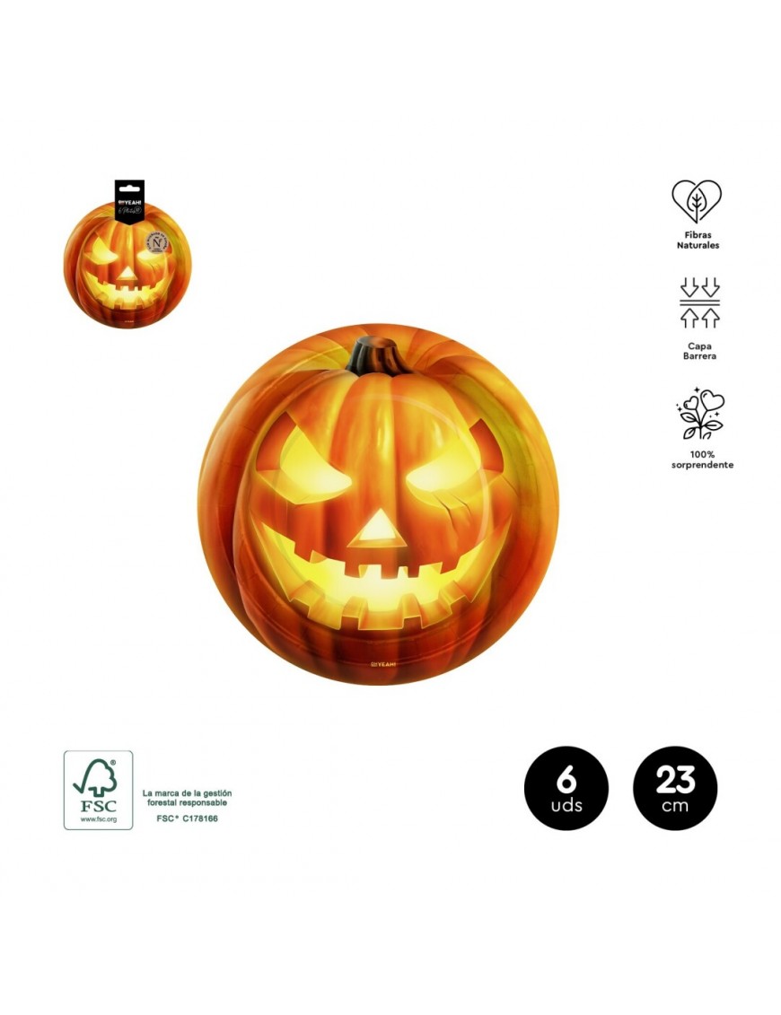 HALLOWEEN PLATO LLANO CALABAZA 23CM R/1194033 6UD