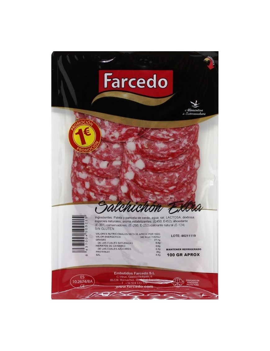 SALCHICHON LONCHA EXTRA FARCEDO 80 GR.