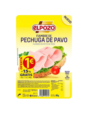 PECHUGA PAVO POZO LONCHA (1€) C/14917  B/80 GR.