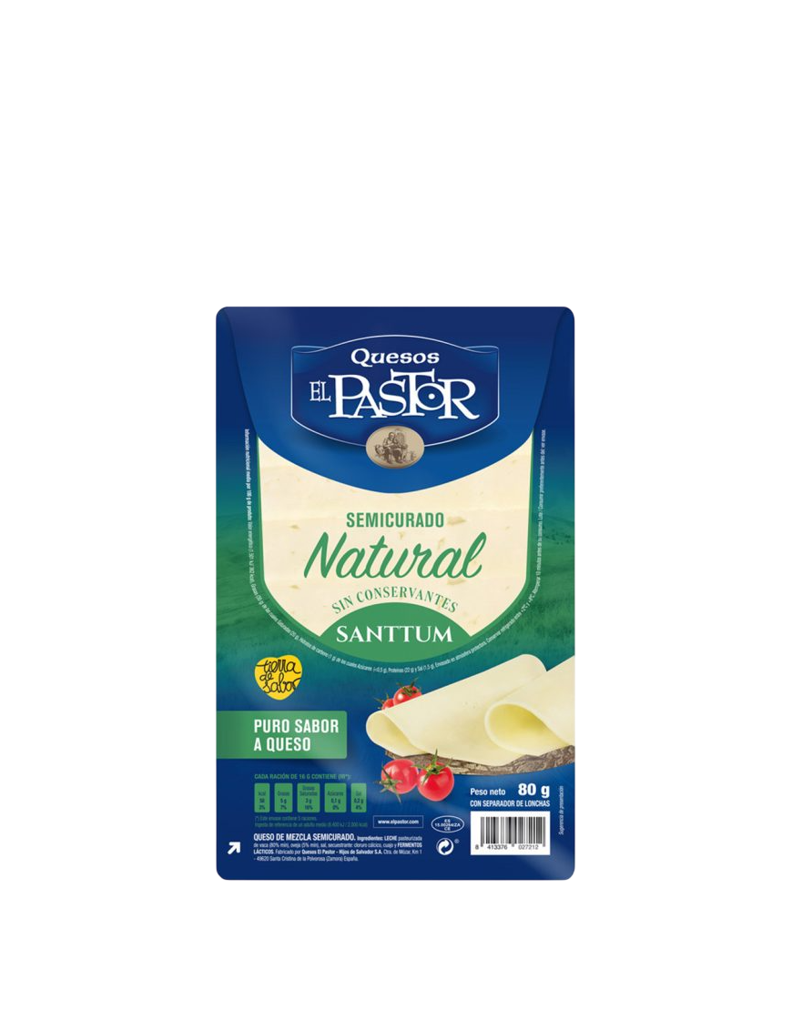 QUESO SEMI NATURAL LONCHAS EL PASTOR 80 GRS