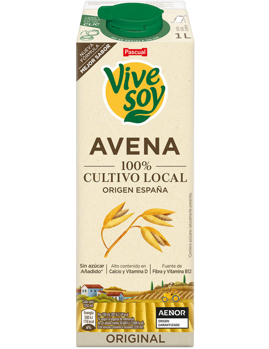 VIVESOY BEBIDA DE AVENA ORIGINAL PASCUAL BRICK-1L