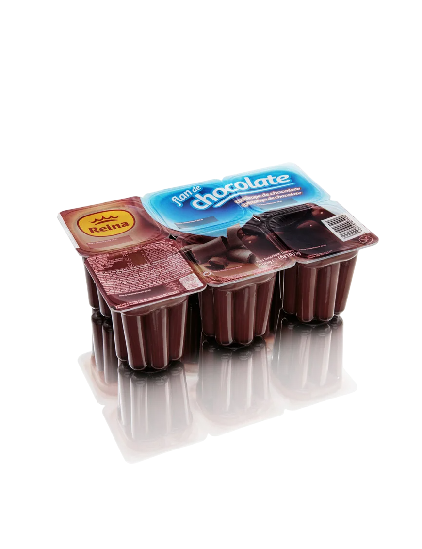 POSTRES REINA FLAN CHOCOLATE CON SIROPE PACK-6 UD