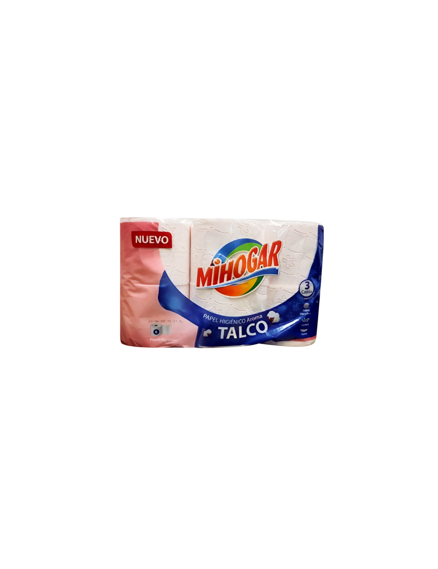 PAPEL HIGIENICO MIHOGAR 3C AROMA TALCO PACK-6 UD