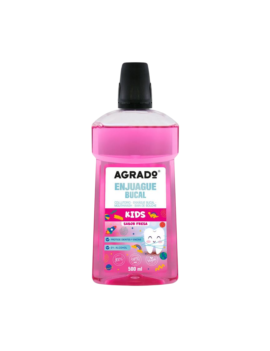 ENJUAGUE BUCAL AGRADO KIDS +6 AÑOS S/FRESA B/500ML