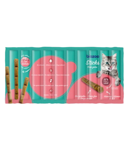 BIOZOO SNACK GATO STICKS SALMON 10X5G