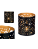 PORTAVELAS GIFTDECOR ESTRELLAS NEGRO-DORADO UD