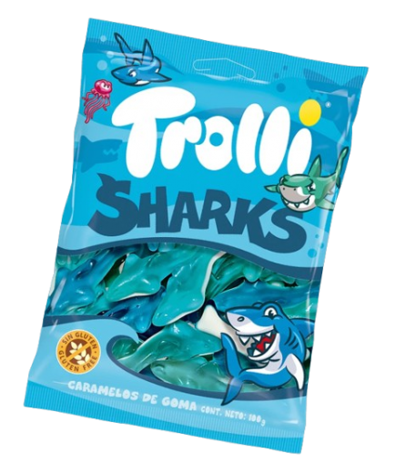 GOMINOLAS TROLLI SHARKS B/100GR