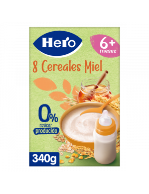 PAPILLA HERO 8 CEREALES C/MIEL 0%  PAQUETE 340 GR