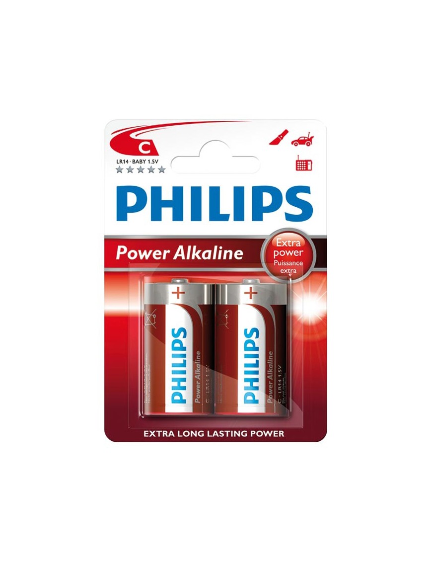 PILAS PHILIPS ALK. POWER LIFE LR14 1.5V B/2 UD