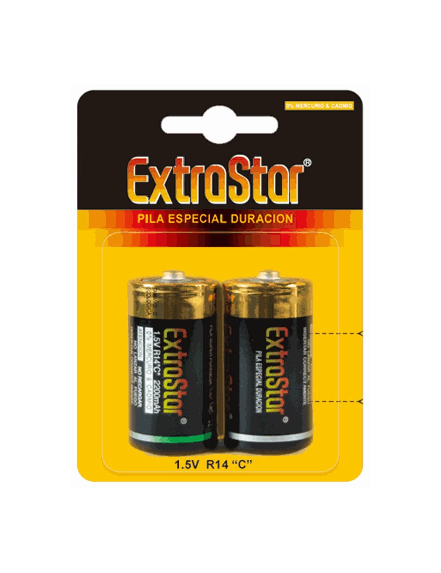 PILAS EXTRASTAR ESPECIAL DURACION "R14"1,5V B/2 UD