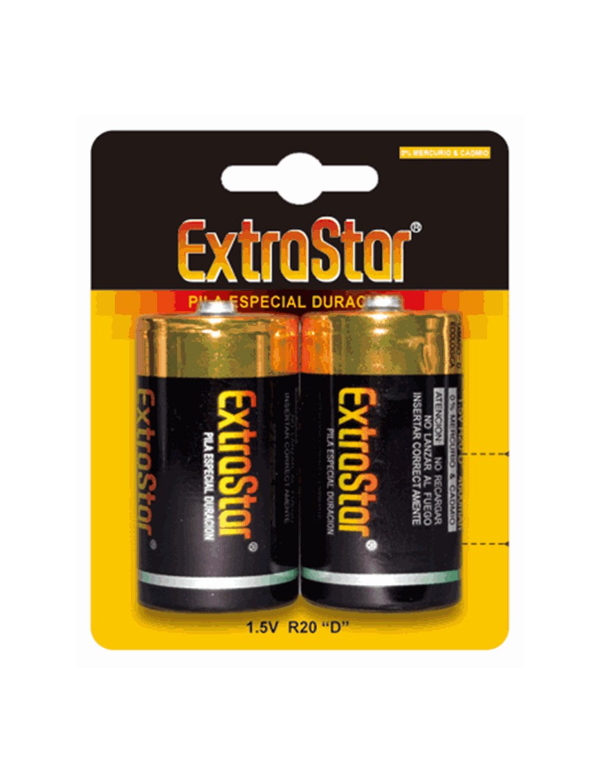 PILAS EXTRASTA/HOMEPLU ESP. DUR. "R20"1,5V B/2 UD