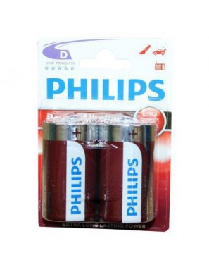 PILAS PHILIPS ALK. POWER LIFE LR20 1.5V B/2 UD.