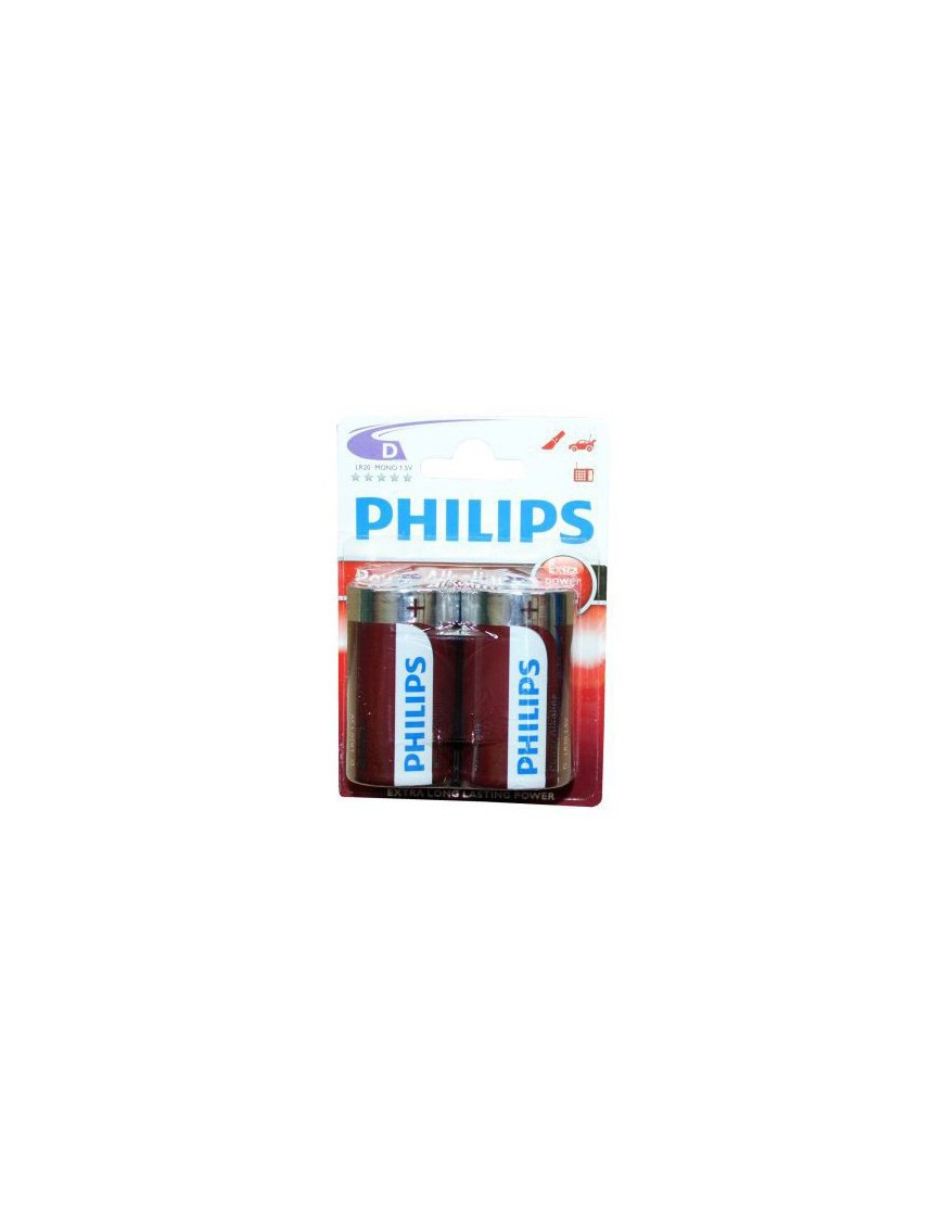 PILAS PHILIPS ALK. POWER LIFE LR20 1.5V B/2 UD.