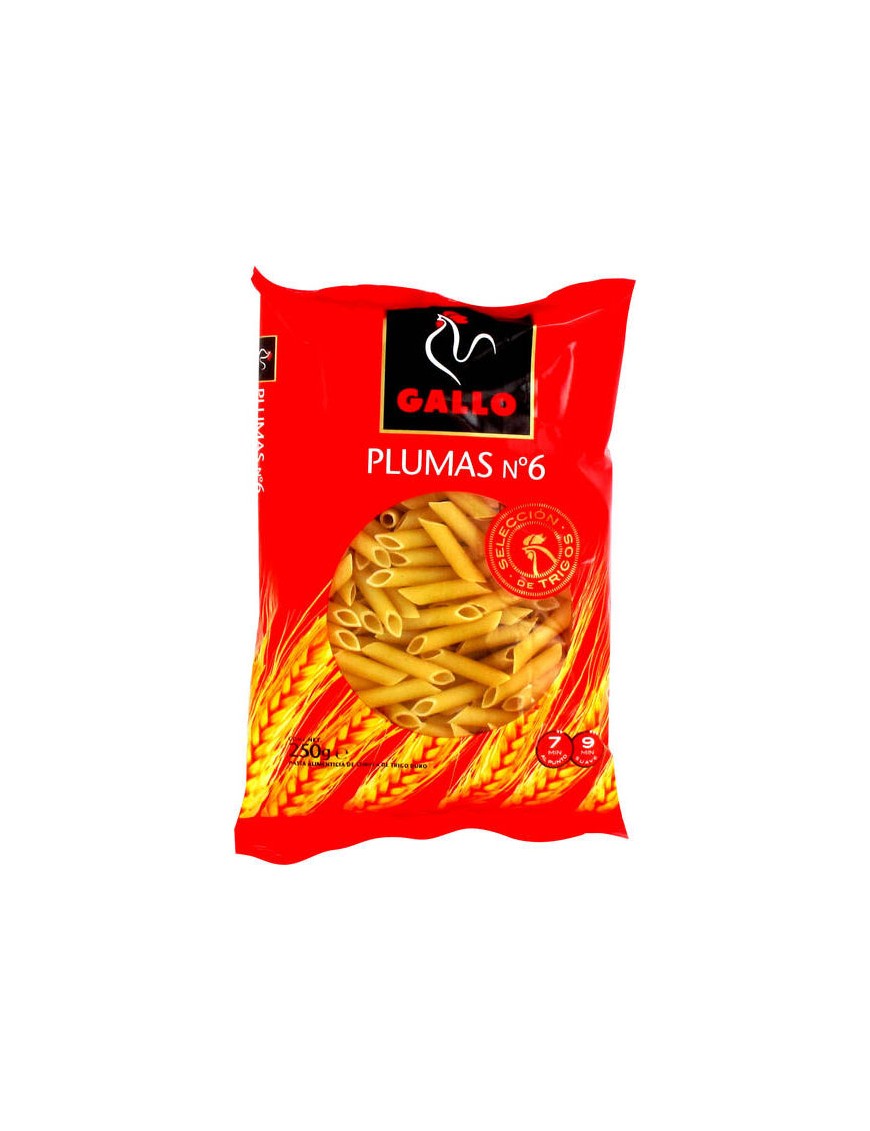 MACARRONES GALLO PLUMA/6 B/250 GR