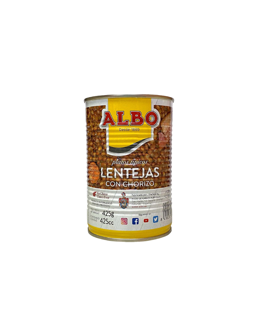 LENTEJA CON CHORIZO ALBO  L/390 GR