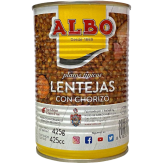 LENTEJA CON CHORIZO ALBO  L/390 GR