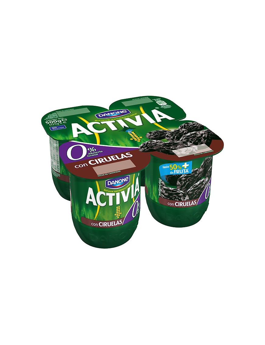 DANONE ACTIVIA 0% CON CIRUELAS PACK-4UD