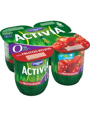 DANONE ACTIVIA 0% CON FRUTOS ROJOS (3+1) PACK-4UD