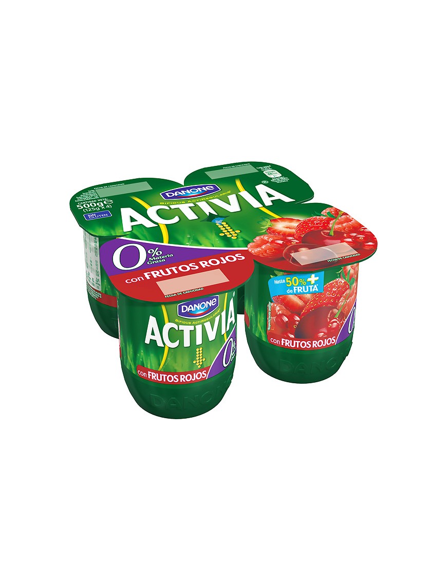 DANONE ACTIVIA 0% CON FRUTOS ROJOS (3+1) PACK-4UD