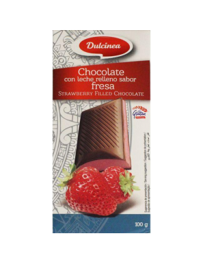 CHOCOLATE DULCINEA C/LECHE RELL. S/FRESA T/100GR