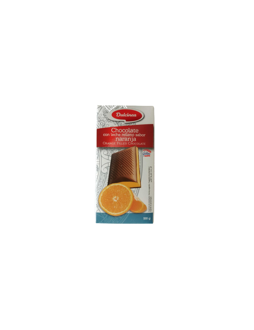 CHOCOLATE DULCINEA C/LECHE RELL. S/NARANJA T/100GR