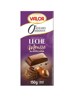 CHOCOLATE VALOR LECHE MOUSSE AVELLANA S/AZ 150GR