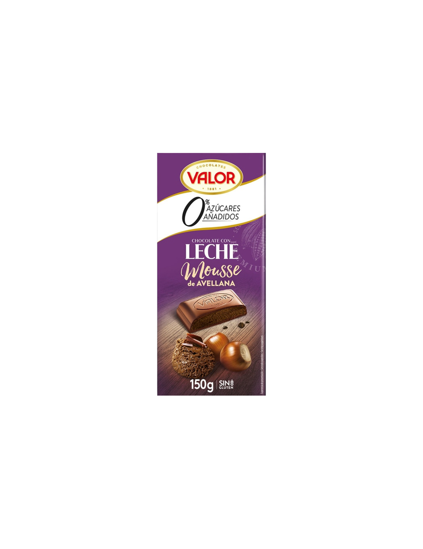 CHOCOLATE VALOR LECHE MOUSSE AVELLANA S/AZ 150GR