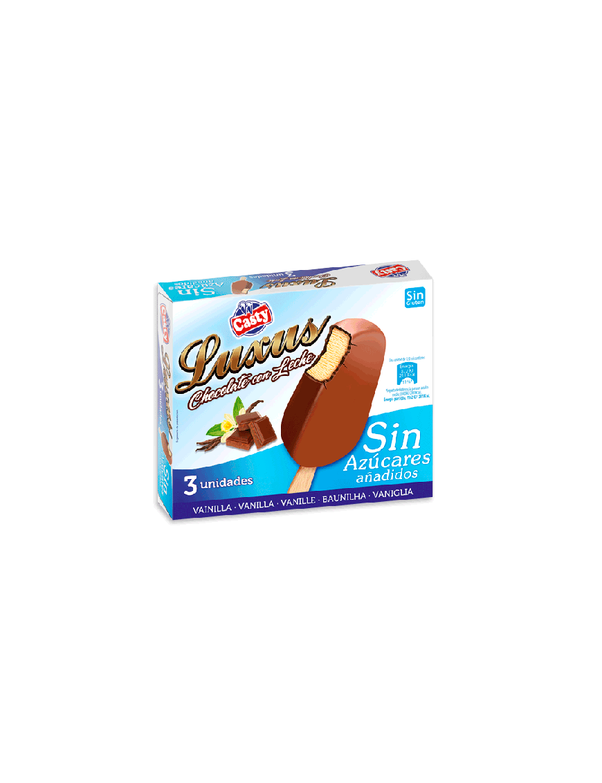 HELADO CASTY LUXUS CHOCO LECHE SIN AZUCAR PACK-3U