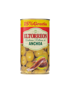 ACEITUNA EL TORREON RELLENA ANCHOA L/350GR+15%GRAT