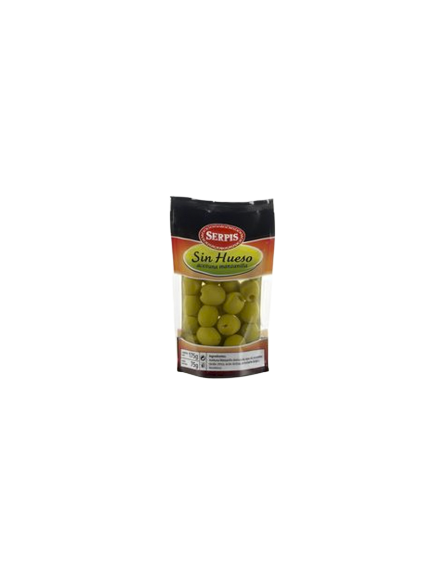 ACEITUNA SERPIS VERDE DESHUESADA BOLSA 65 GR