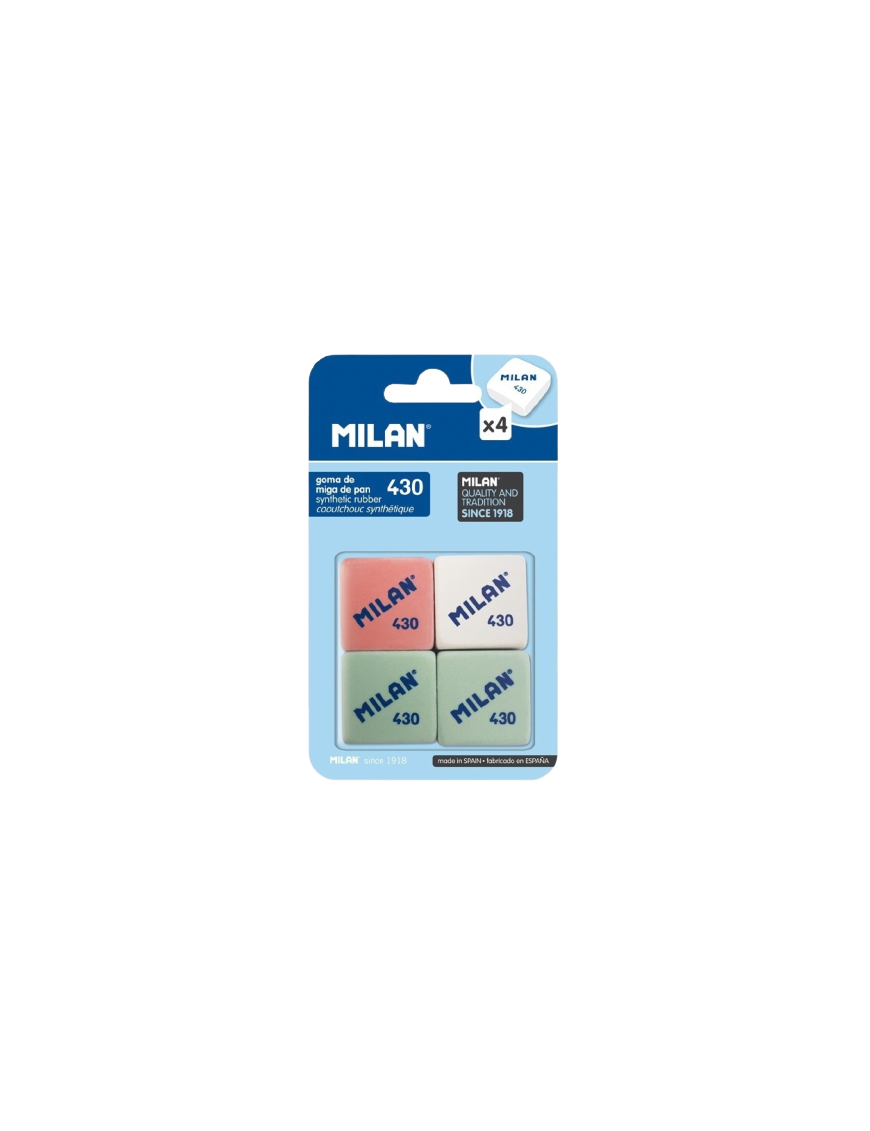 PP GOMA BORRAR MILAN 430 CUADRADA PACK-4 UD