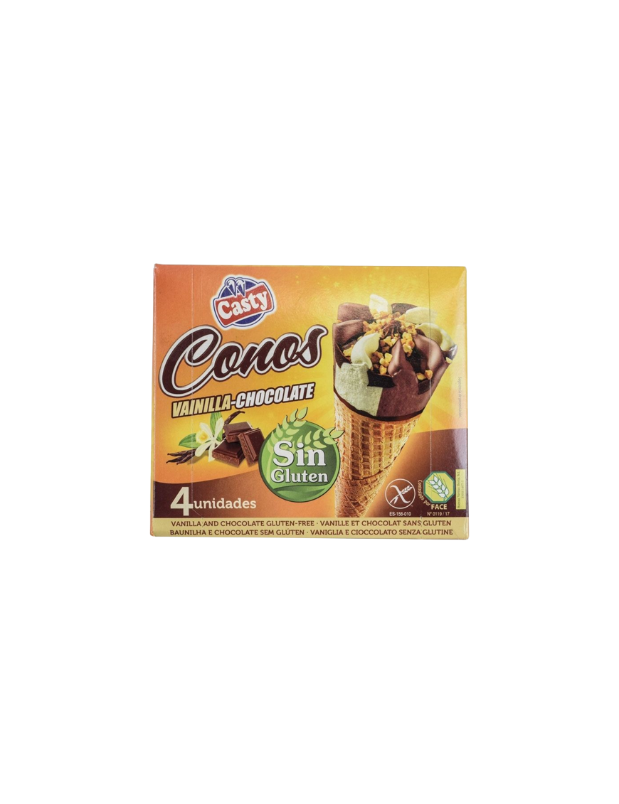 HELADO CASTY CONO VAINI/CHOCO SIN GLUTEN PACK-4U