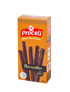 S/GLUTEN PROCELI BARQUILLLOS AL CACAO P/90 GR