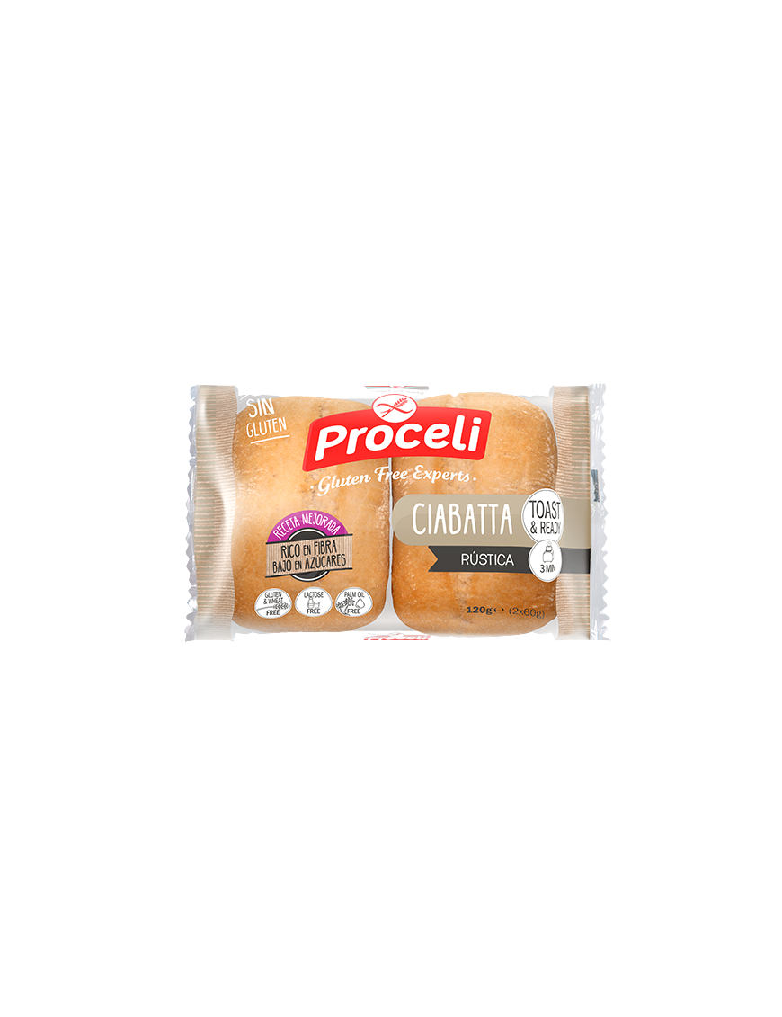 S/GLUTEN PROCELI PAN CIABATTA RUSTICA 120GR B/2 UD