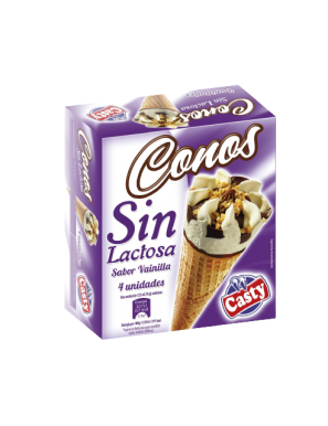 HELADO CASTY CONO VAINILLA SIN LACTOSA PACK-4U